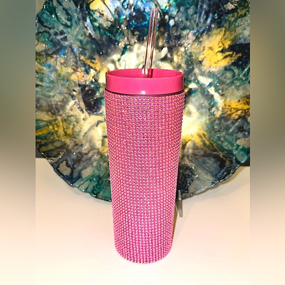 Bedazzled Pink Bling Tumbler Cup Handmade NEW - Picture 1 of 9
